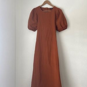 Seersucker Belted Midi Dress